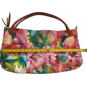 Maurizio Taiuti large leather Floral Painted Hobo Bag. 21”x12.5”